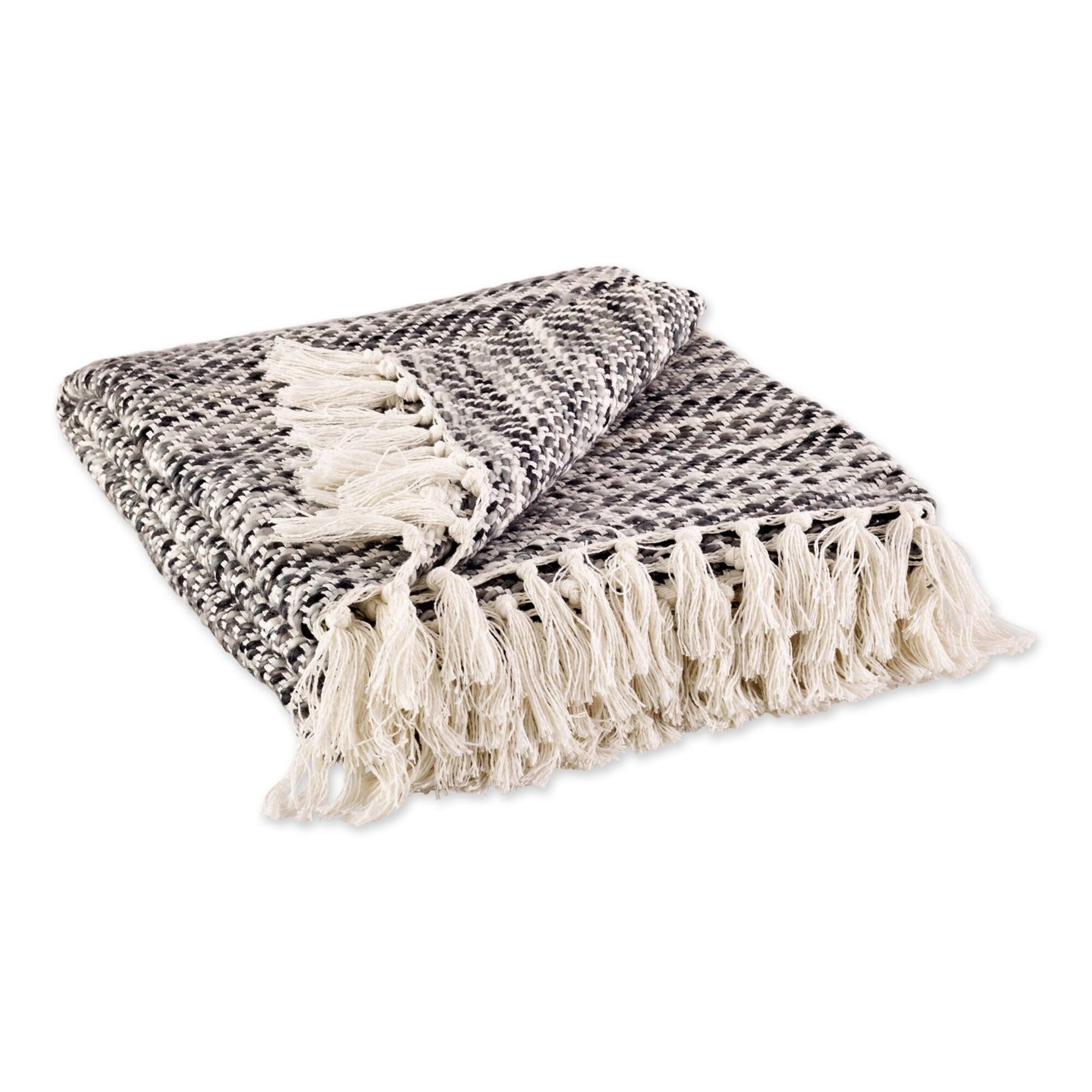 DII® Gray Tone Diagonal Stripe Acrylic Throw